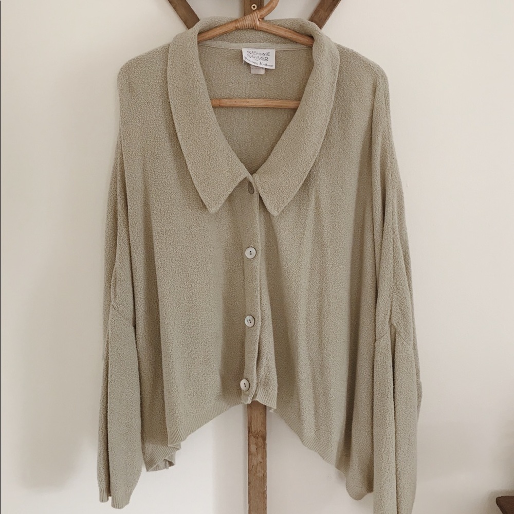 Stephanie Schuster oversized green sweater